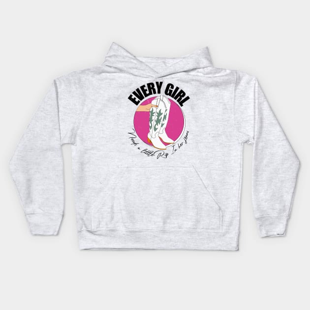 Every Girl Needs A Little Rip In Her Jeans Yellowstone Kids Hoodie by Exosia store